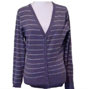 <> Women's Gray Striped Cardigan